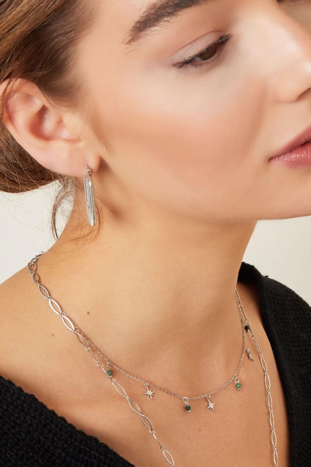 Nordstern Halskette & Perlen Goldfarbe Edelstahl h5Bild3